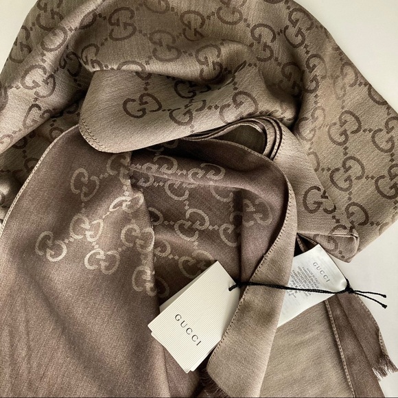 NWT GUCCI Jacquard Pattern Scarf Wool/Silk - Picture 5 of 7